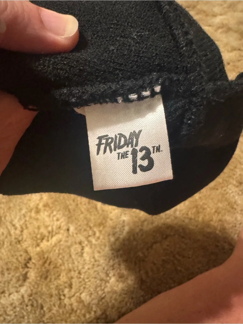 Black & White “Friday the 13th”Hockey Mask Beanie with Red Accents